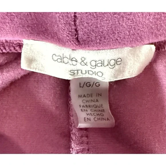 Cable & Gauge Studio Soft Velour Lounge Womens Plum Purple Jogger Pants Large L - Picture 4 of 7